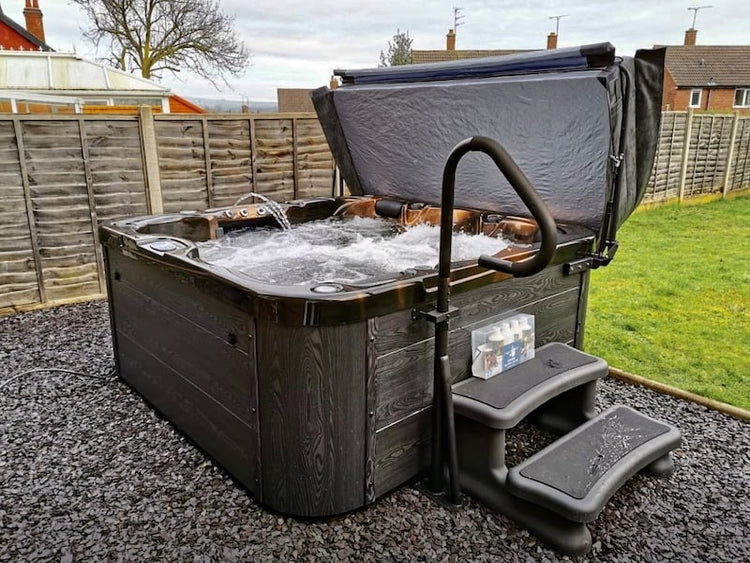 hot tub in a UK garden
