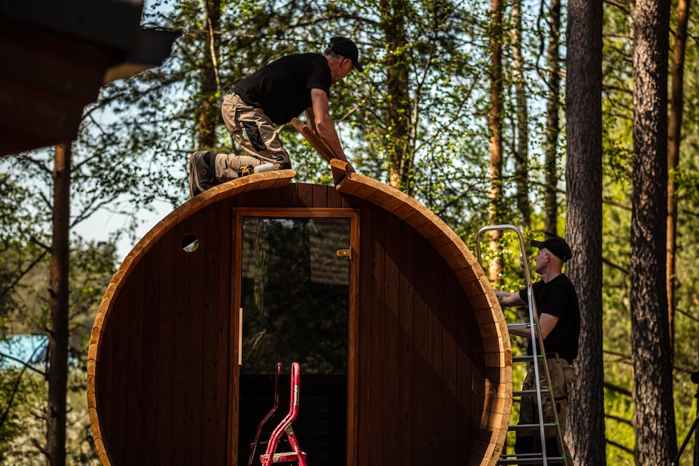 installing a barrel sauna