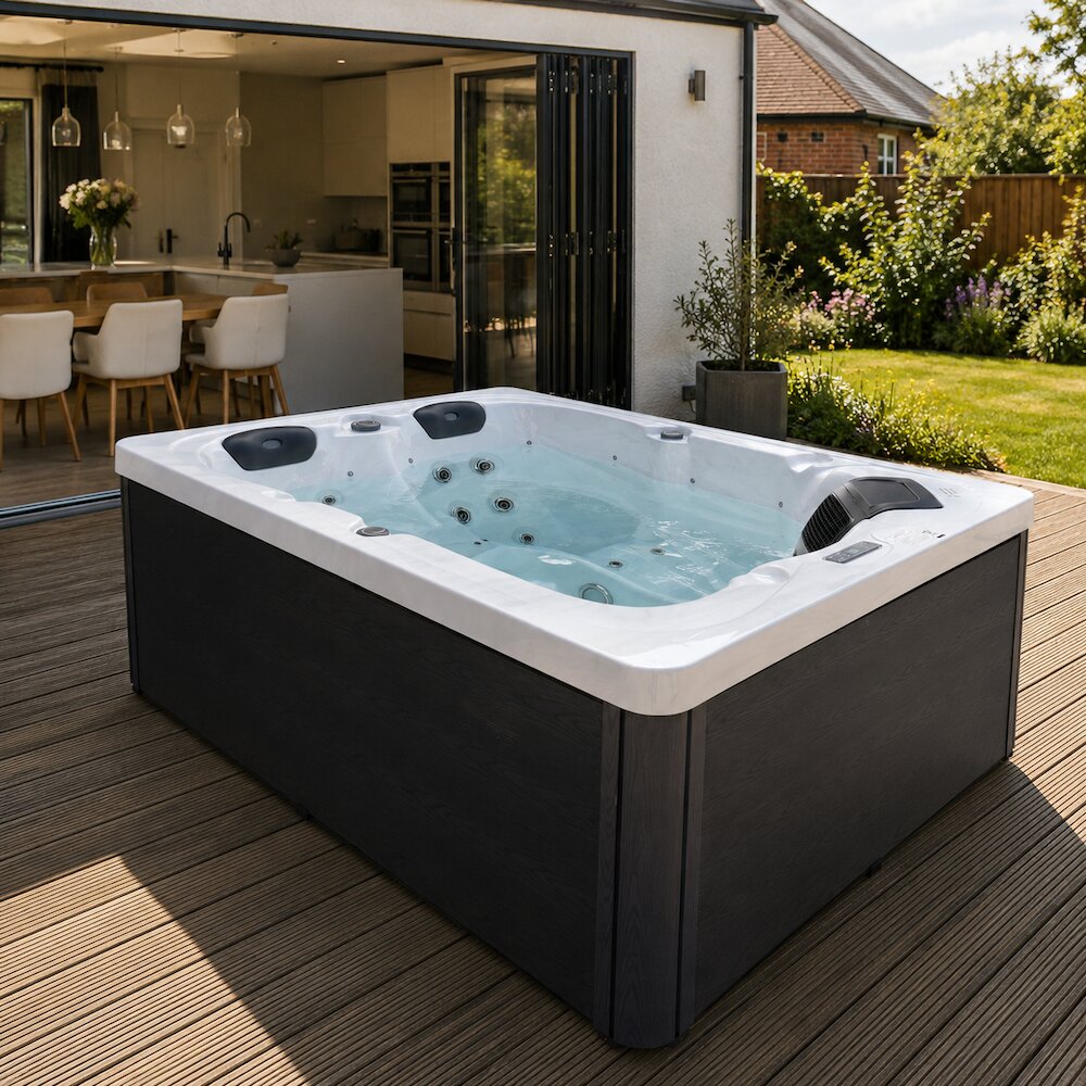 Ember hot tub on decking
