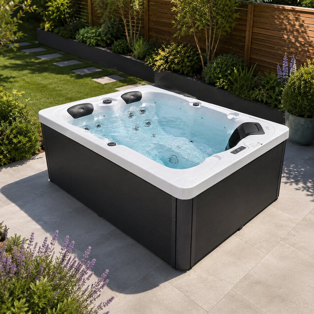 Ember hot tub on a patio