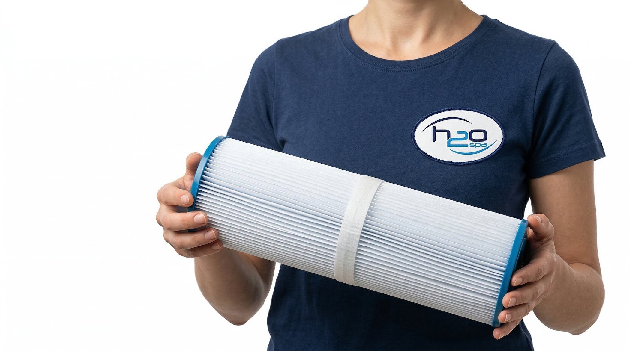 woman holding a hot tub filter