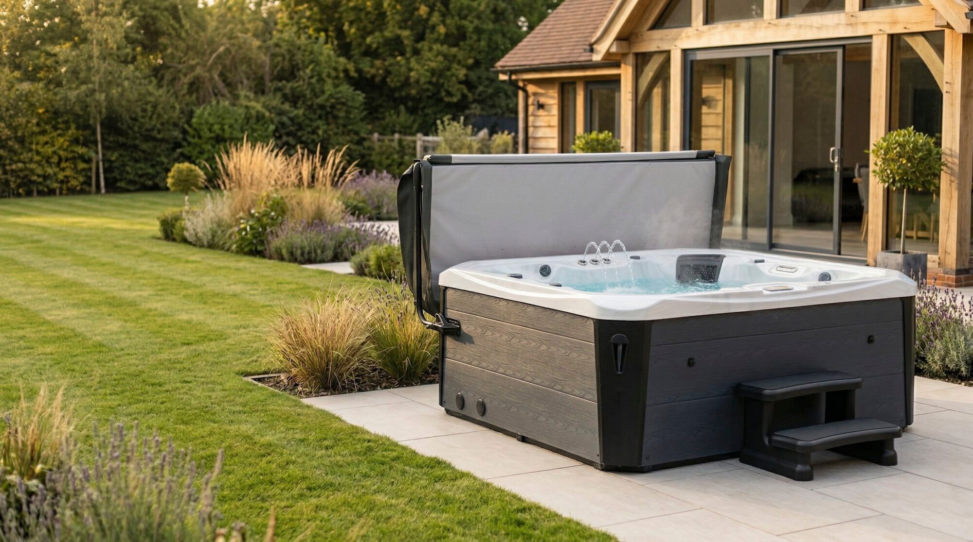 Eco-friendly hot tub on a patio