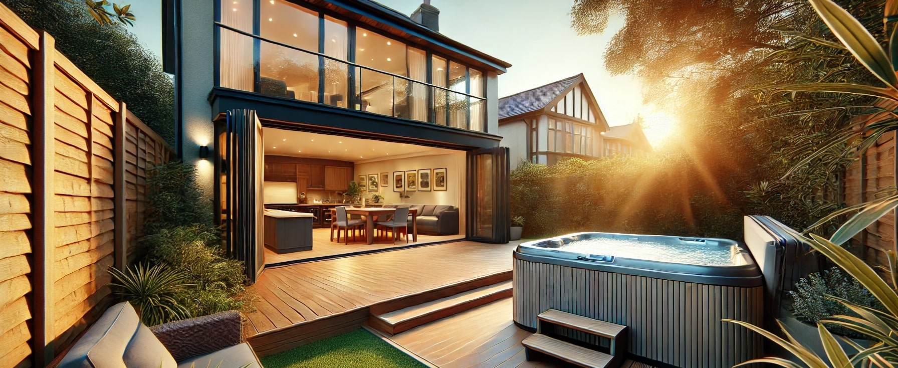 Hot tub in a UK garden