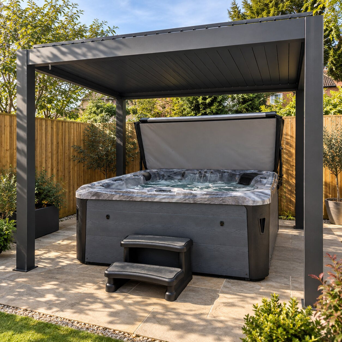 3m x 3m Heavy Duty Hot Tub Pergola by H2O Hot Tubs
