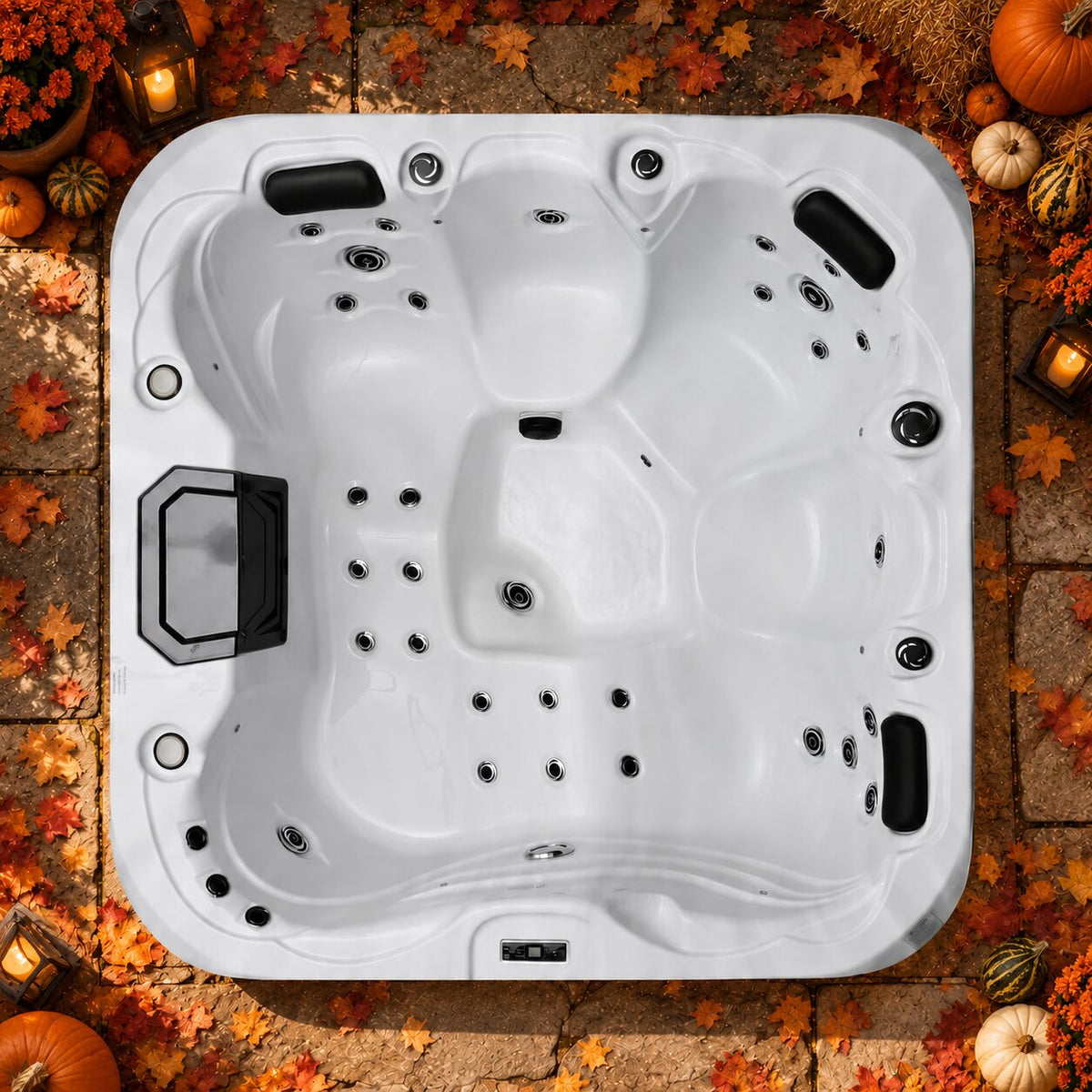 Retreat Plus hot tub with autumnal decoration