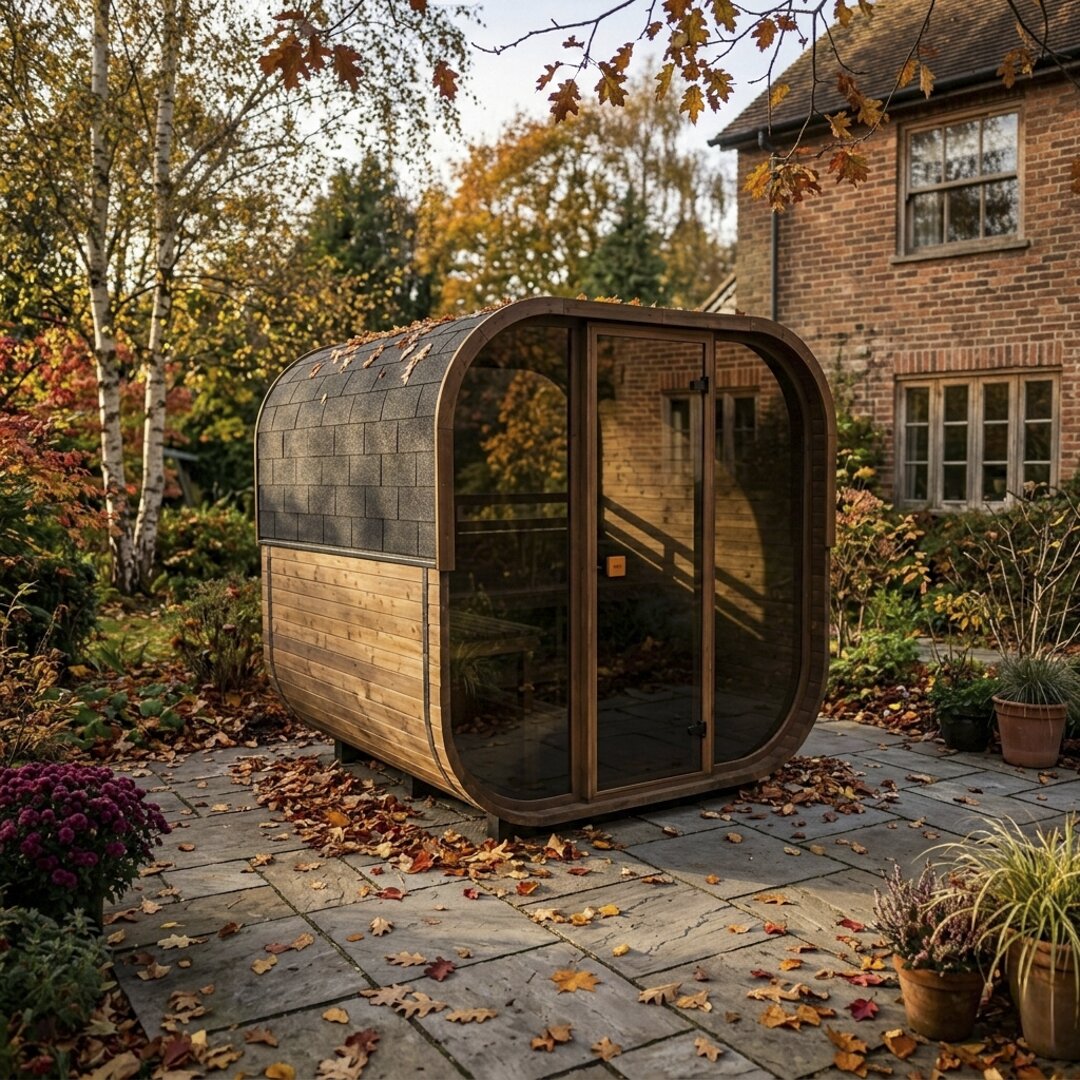 Cube 250 outdoor sauna in a garden