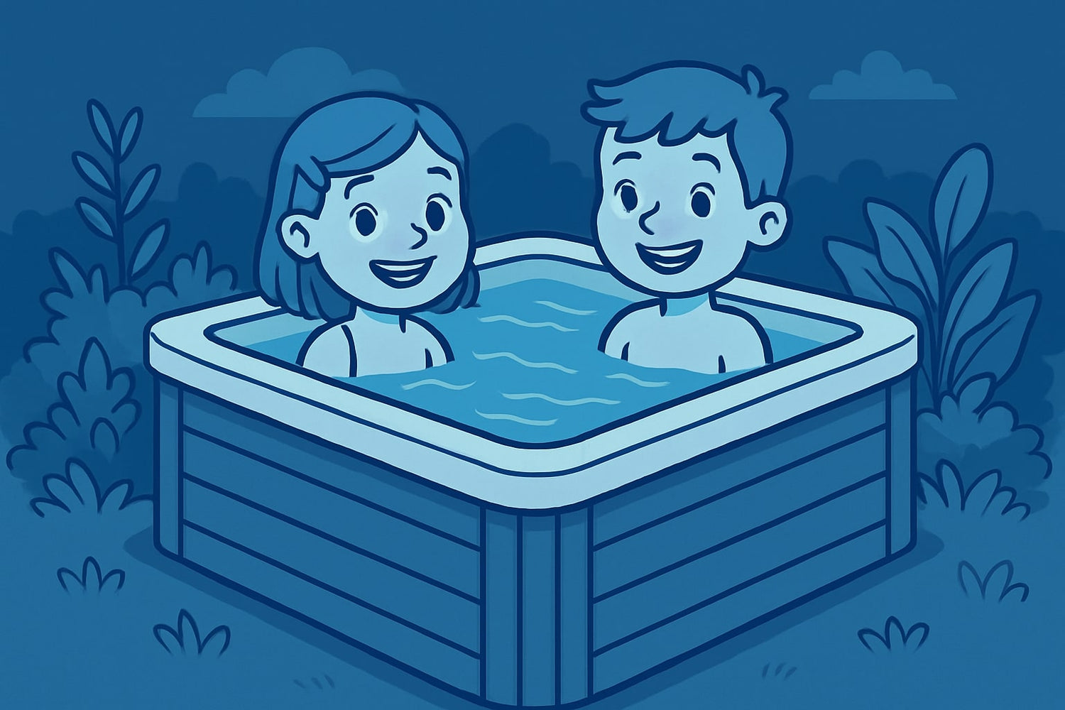 children in a hot tub