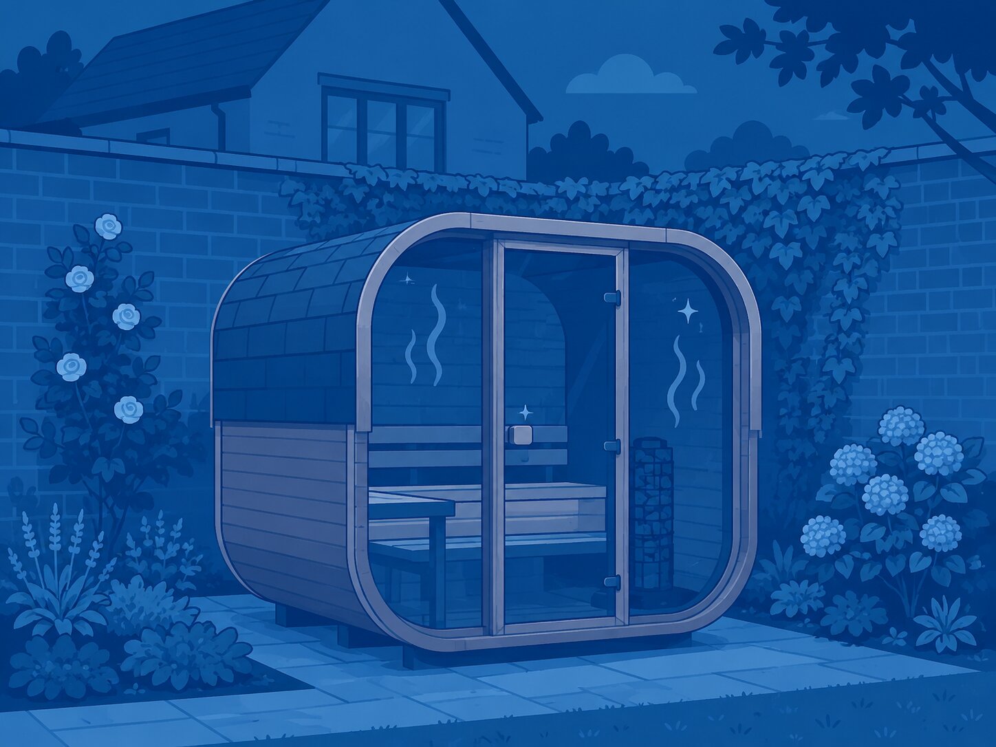 Outdoor sauna in a garden