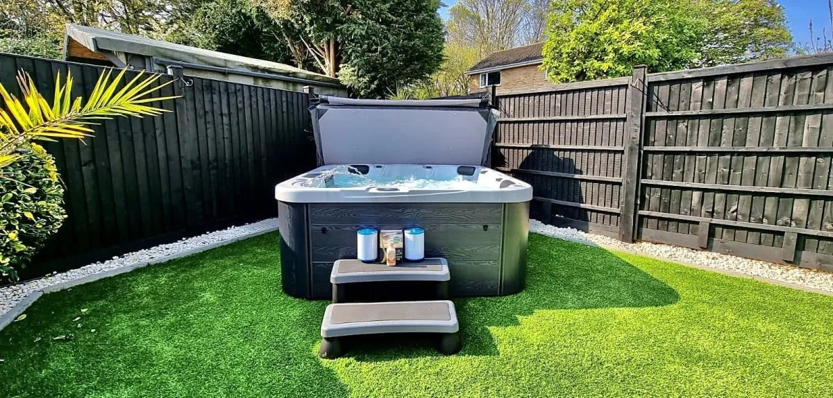 hot tub in a UK garden