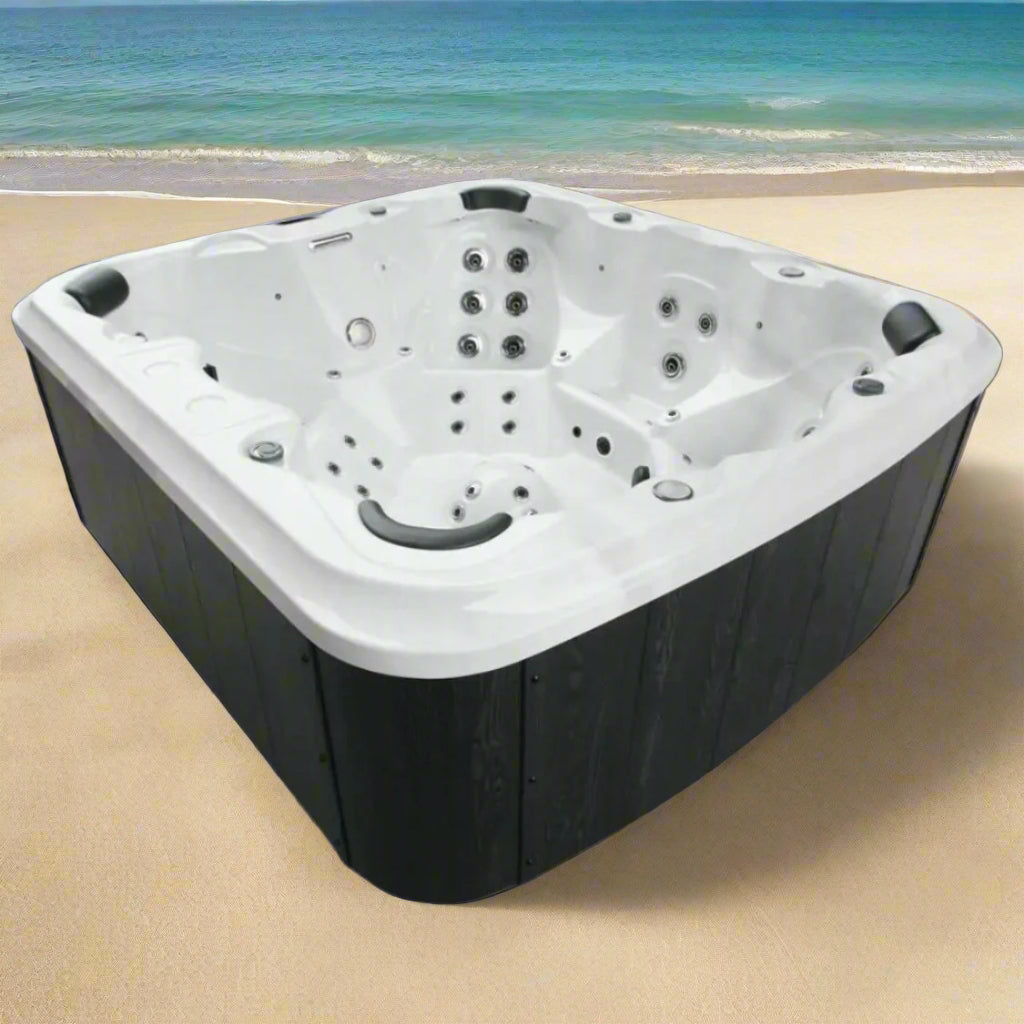 7000 Series hot tub overlooking city