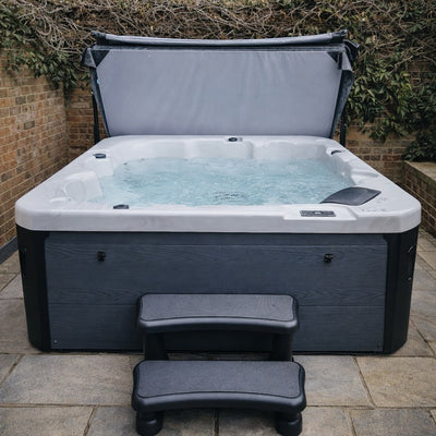 Azure hot tub on patio