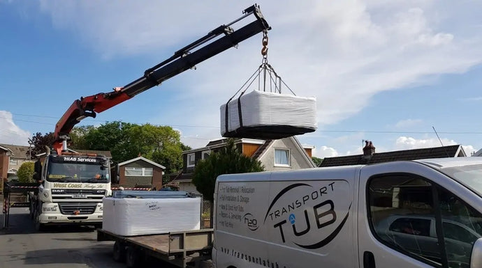 hot tub delivery crane