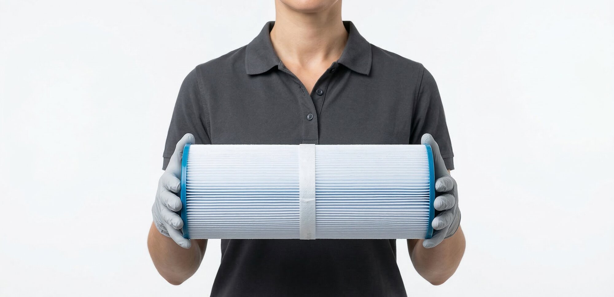 person holding a hot tub filter