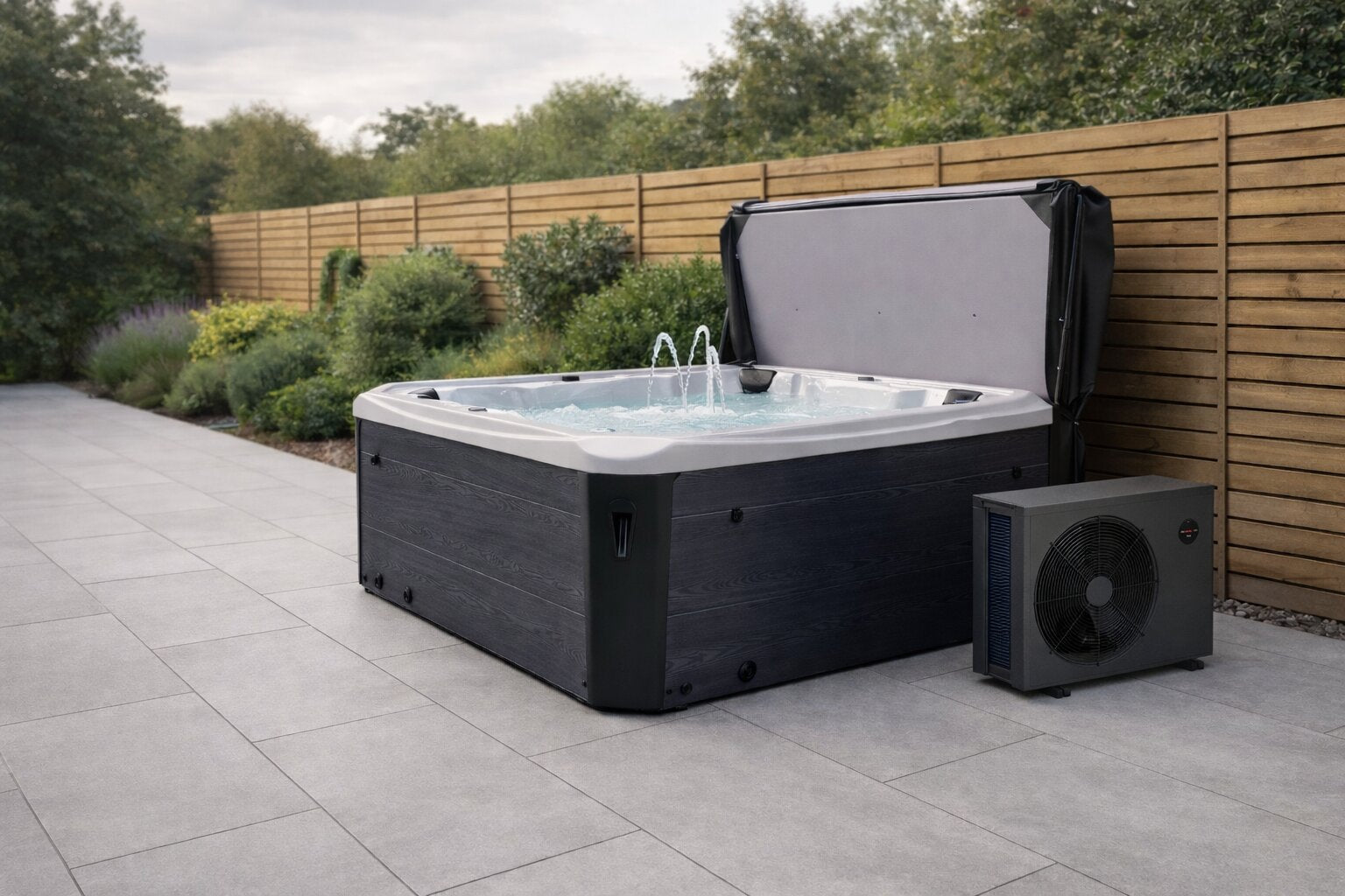hot tub with a heat pump