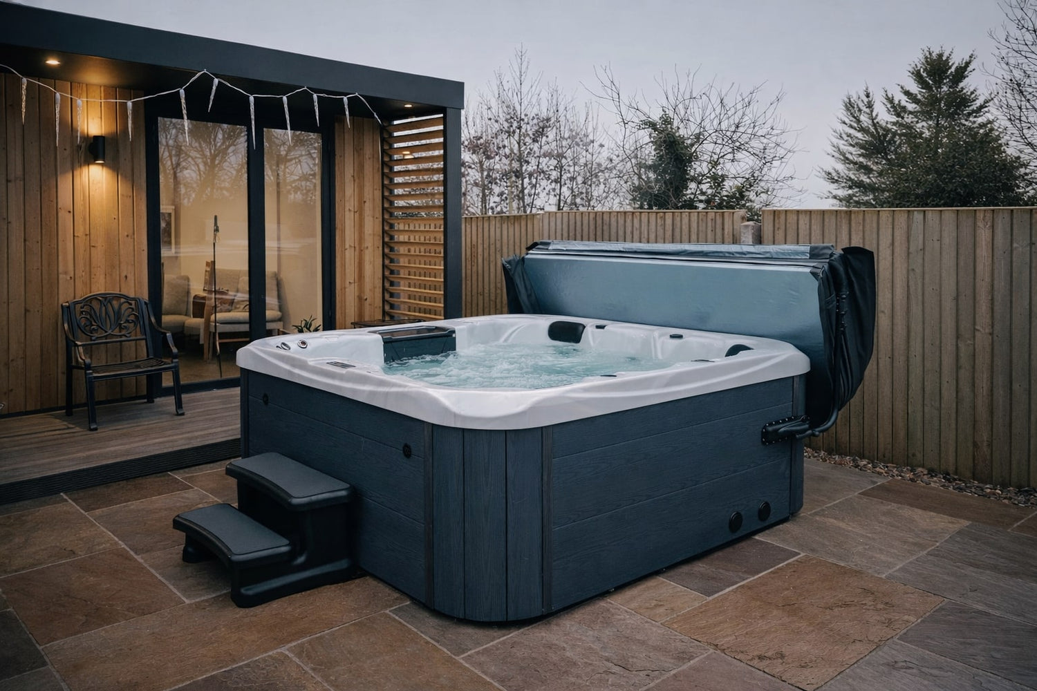 outdoor hot tub on patio