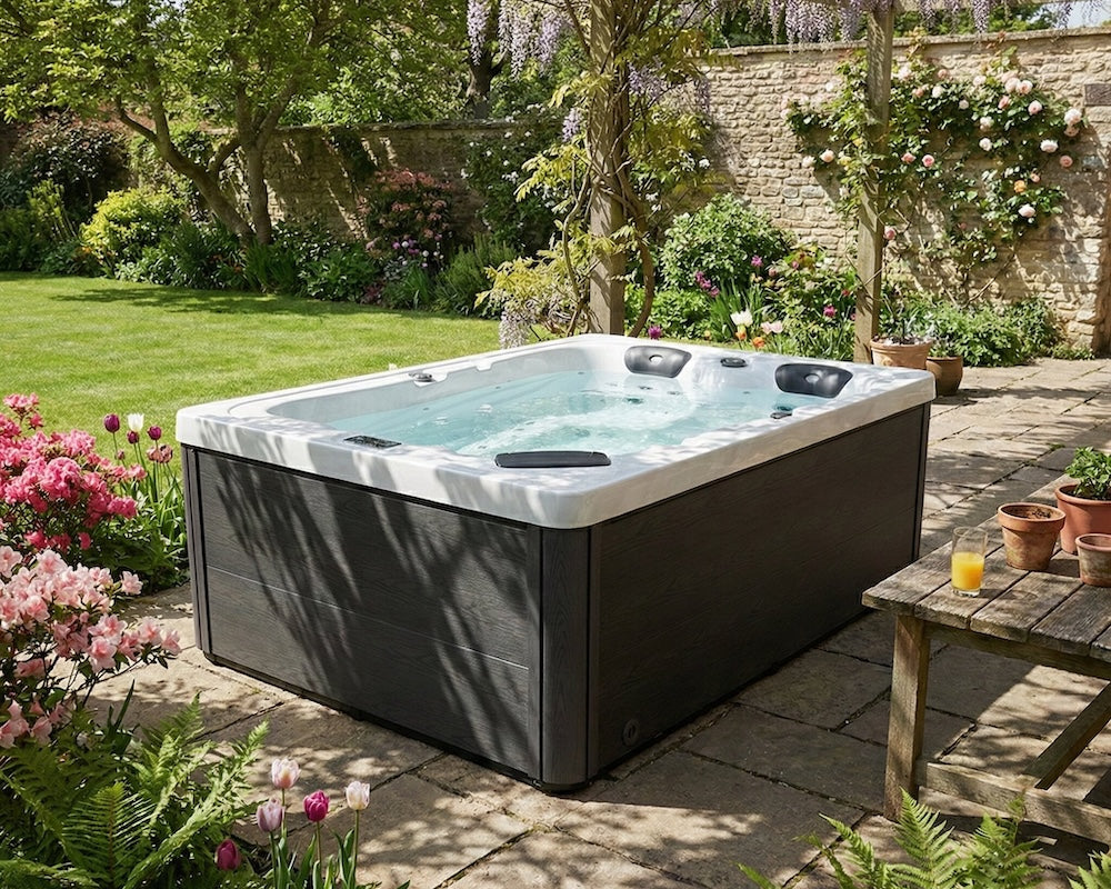 small hot tub in a uk garden