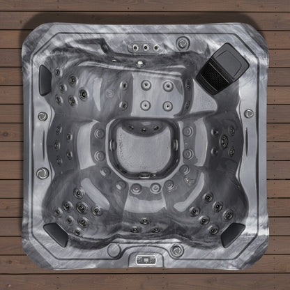 Vortex grey hot tub for sale on wooden decking