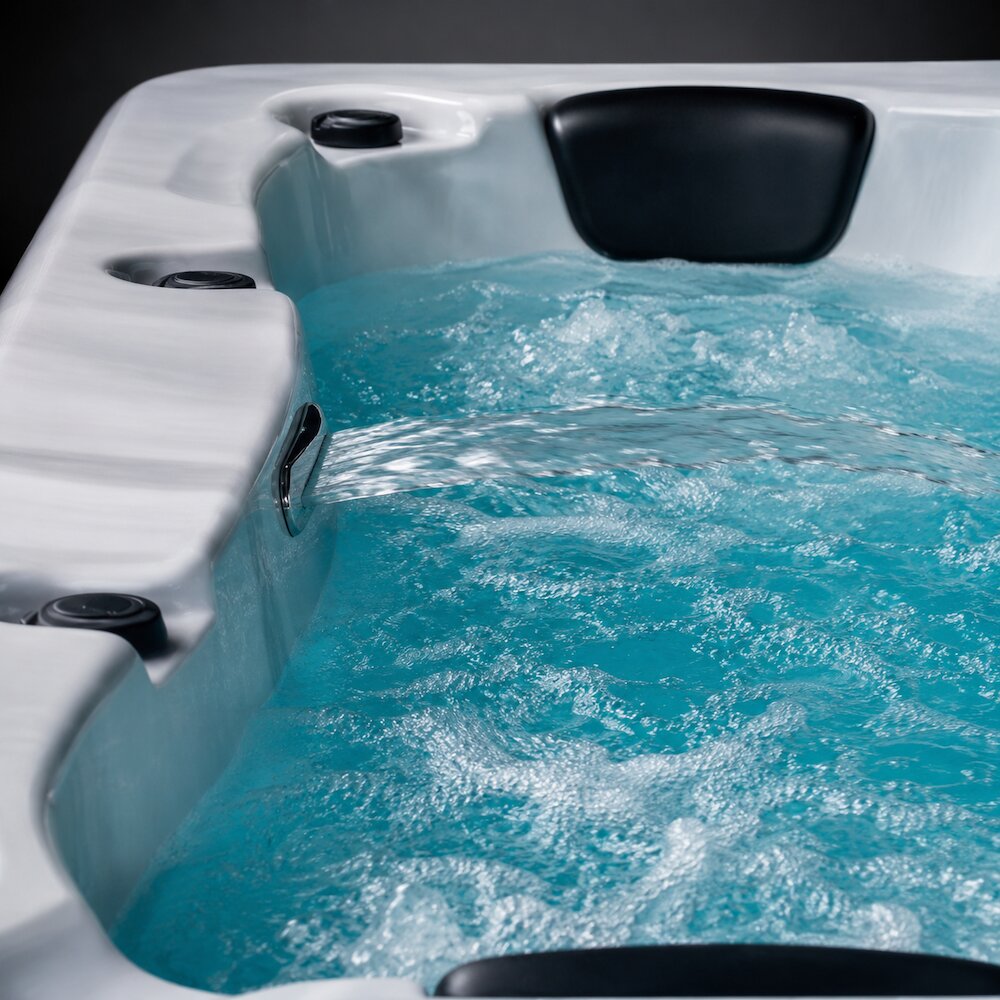 Hot tub waterfall close up