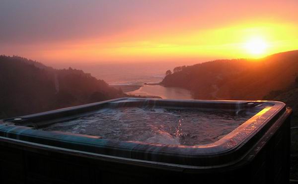 hot tub sunset