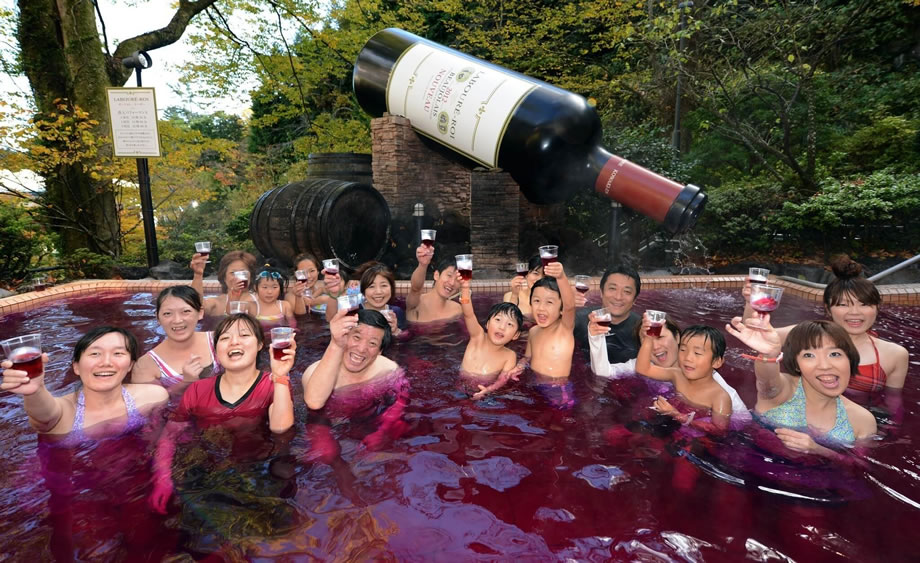 Japan hot tub wine