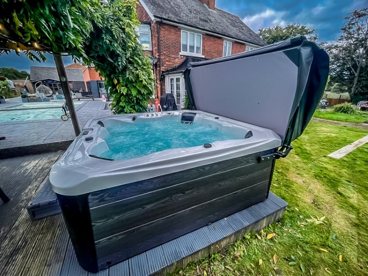 hot tub in a garden